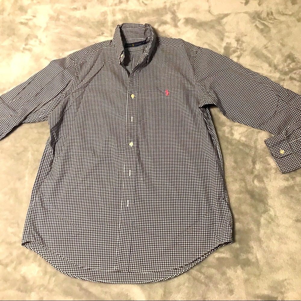 Men’s long sleeve Ralph Lauren plaid Polo. Size Medium